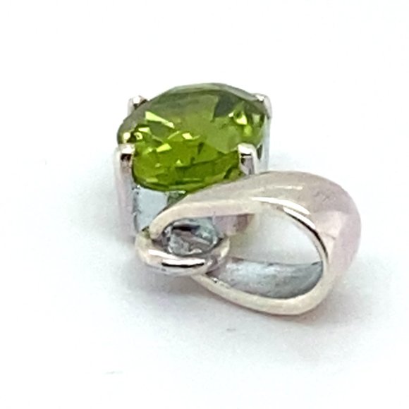 Peridot 1.38ct Rhodium Finish Solid 925 Sterling Silver Pendant - Picture 5 of 7